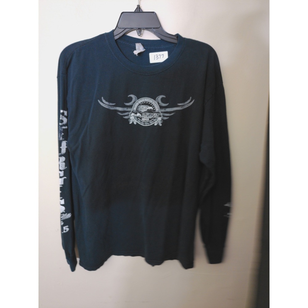 Sturgis 75th Anniversary Long Sleeve T-Shirt Mens L Black Excellent 2015 Rally